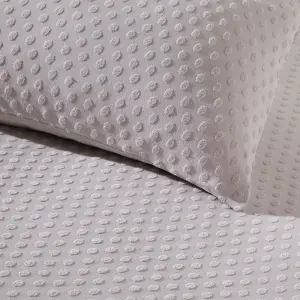 The Linen Yard Polka Tuft Double Duvet Cover Set, Cotton, Stone