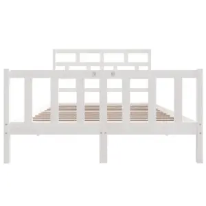 Berkfield Bed Frame White Solid Wood Pine 140x200 cm