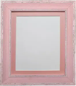 Scandi Distressed Pink Frame with Pink Mount for Image Size 7 x 5 Inch