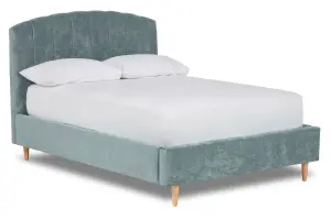 Mystoria Modern Fabric Bed Base Only 5FT King- Brecon Sky Blue