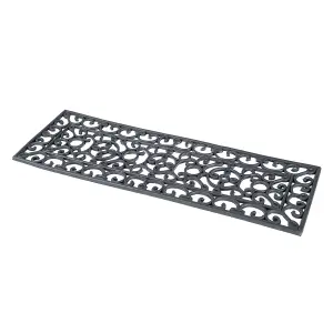 Homescapes Black Wrought Iron Effect Parisian Rubber Doormat 75 x 25cm