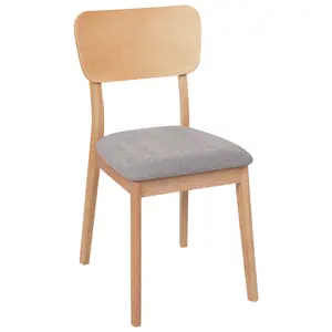 Set of 2 Dining Chairs MINIER Rubberwood Light Wood