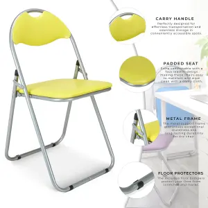 Folding Padded Office Chair - Yellow - Set of 6