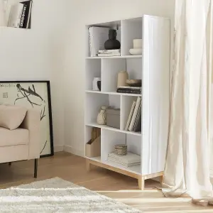 sweeek. 4-shelf scandi-style bookcase Floki White 80x30x138 cm