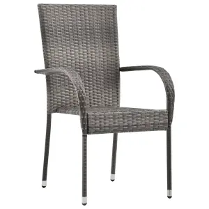 Berkfield Stackable Outdoor Chairs 2 pcs Grey Poly Rattan