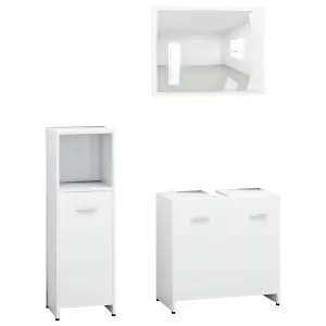 Berkfield 3 Piece Bathroom Furniture Set White Engineered Wood