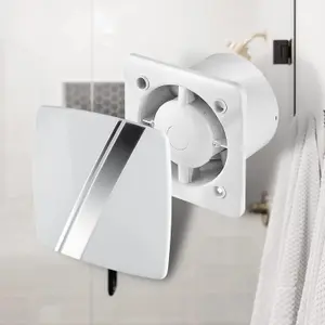 AirTech-UK Bathroom Extractor Fan 100 mm / 4" White with Metallic band Linea Front Panel with Pull Switch