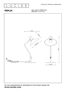 Lucide Pepijn Modern Table Lamp - 1xE14 - 3 StepDim - Black