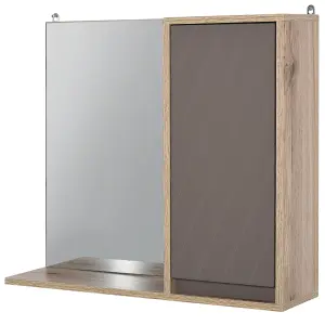 HOMCOM 49x57cm Wall Mounting Bathroom Cabinet & Mirror Shelf Door Home Storage