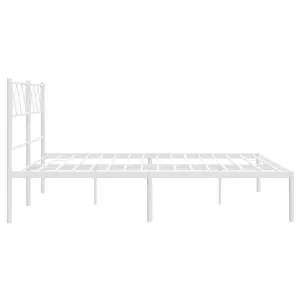 Berkfield Metal Bed Frame with Headboard White 140x190 cm