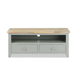 Florence Sage Green TV Stand With 2 Drawers and Shelf