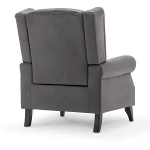 Faux Leather Suede Grey Sandringham Accent Wingback Chair