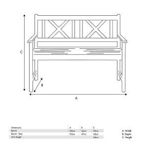 Grey 2 Seater Acacia Wood Garden Bench