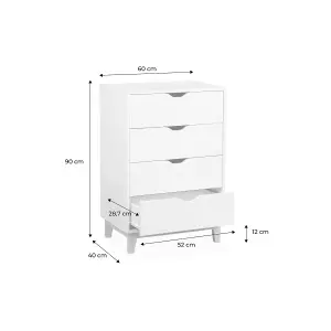 sweeek. 4-drawer scandi-style chest Floki White 60x40x90 cm