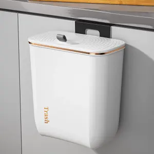 Hanging Kitchen Bathroom Rubbish Dustbin Recycling Bin Waste Trash with Lid 26.6 cm W x 14.8 cm D x 30 cm H