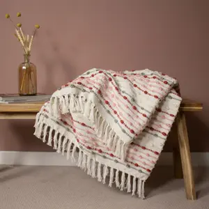 furn. Dhadit Woven Tufted Striped Recycled Tasselled Throw