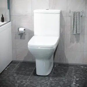 Nes Home Sandra Modern Square Rimless Close Coupled Toilet With Soft Close Seat