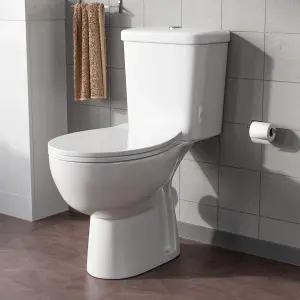 Nes Home Close Coupled Round Toilet with Seat White