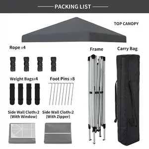 SunDaze Garden Pop Up Gazebo Party Tent Camping Marquee Canopy with 4 Sidewalls Carrying Bag Anthracite 3x3M