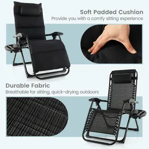 Costway Patio Metal Zero Gravity Chair Outdoor Folding Recliner with Removable Cushion