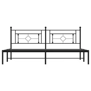 Berkfield Metal Bed Frame without Mattress with Headboard Black 193x203cm