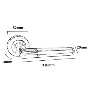 Straight Lever Rose Door Handles, Mitred Duo Chrome Satin Handle 64mm Latch & Hinges