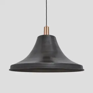 Industville Sleek Giant Bell Pendant, 20 Inch, Pewter, Copper Holder