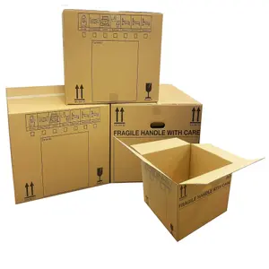 20 x Extra Large Size (21x21x16") Strong Printed Tick List Cardboard Removal Boxes With Carry Handles