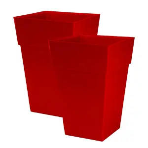 simpa 2PC Moda Milano 28L Red Plastic Planters.