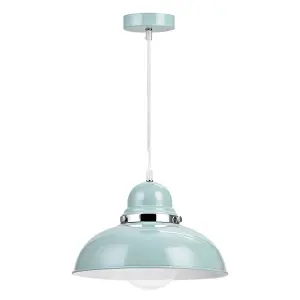 Interiors by Premier Vermont Blue Bowl Shaped Pendant Light