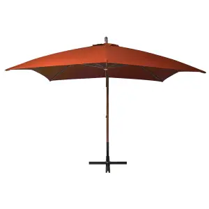 Berkfield Hanging Parasol with Pole Terracotta 3x3 m Solid Fir Wood