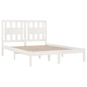 Berkfield Bed Frame White Solid Wood Pine 140x200 cm