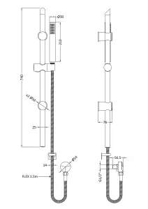 Round Slider Rail Kit with Outlet Elbow - Brushed Pewter