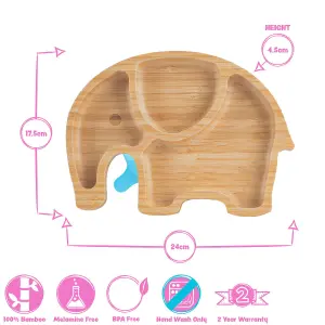 Tiny Dining - Children's Bamboo Suction Elephant Plate - Orange