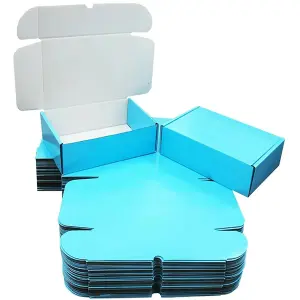 25 x Shiny Light Blue (7" x 5.5" x 2") Coloured Cardboard Postal Shipping Mailing Die Cut Boxes