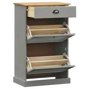 Berkfield Shoe Cabinet VIGO 60x35x96 cm Grey Solid Wood Pine