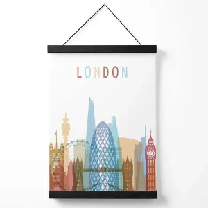 London Colourful City Skyline Medium Poster with Black Hanger