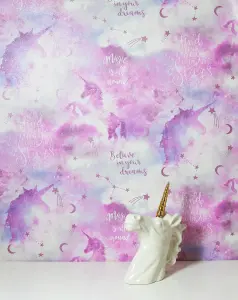 Arthouse Galaxy Unicorn Blush Multi Wallpaper