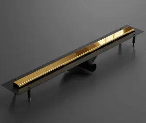 Linear shower drain channel in Gold Polished stainless steel