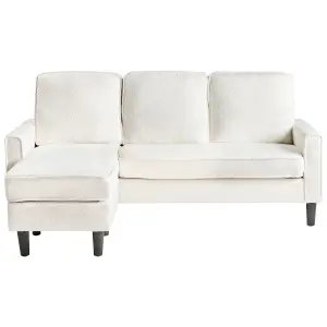 3 Seater Sofa with Ottoman Boucle White AVESTA