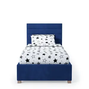 Rest Relax Lottie Solo Ottoman Bed Plush Velvet Navy Blue - Single 3ft