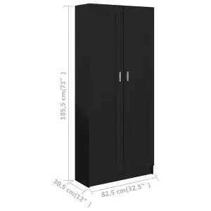 Berkfield Book Cabinet Black 82.5x30.5x185.5 cm Engineered Wood