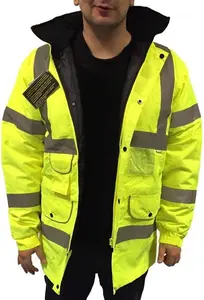 Hi Vis Superior Padded Waterproof Parka Yellow Jacket With Concealed Hood - BI-130 - (NICE)