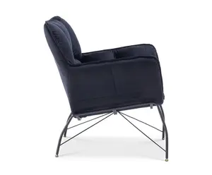 Velvet Black Eliana Accent Chair