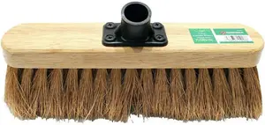 Set Of 2 Wooden Soft Bristle Coco Brush 12 Inch Broom Head Floor Sweeping Home Cleaning