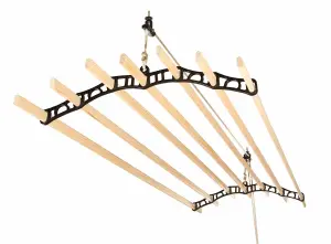 7 Lath Victorian Ceiling Mounted  Black Clothes Airer Kit -  1.9m