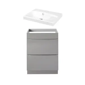 GoodHome Imandra Gloss Anthracite Wall-mounted Vanity unit & basin set (W)604mm (H)944mm