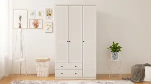 VOLET 3 Door 2 Drawer White Wardrobe