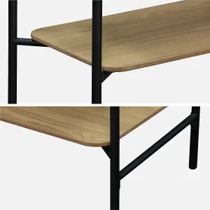 sweeek. 4-shelf bookcase with black metal and wood effect Scuola Natural 40x110x140 cm