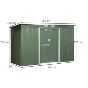 9 ft x 4 ft Metal Garden Shed